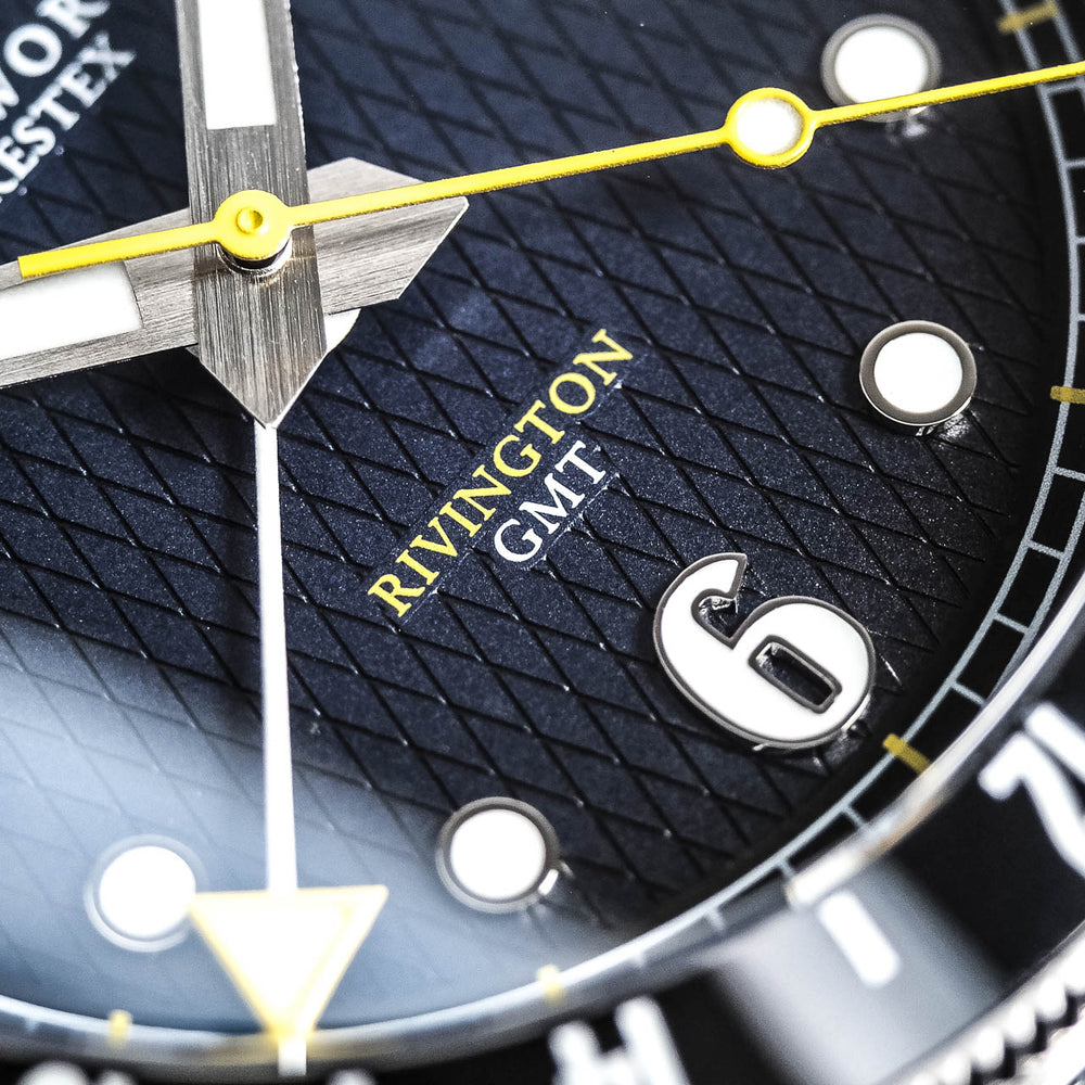 
                  
                    Rivington GMT watch blue dial on blue leather
                  
                