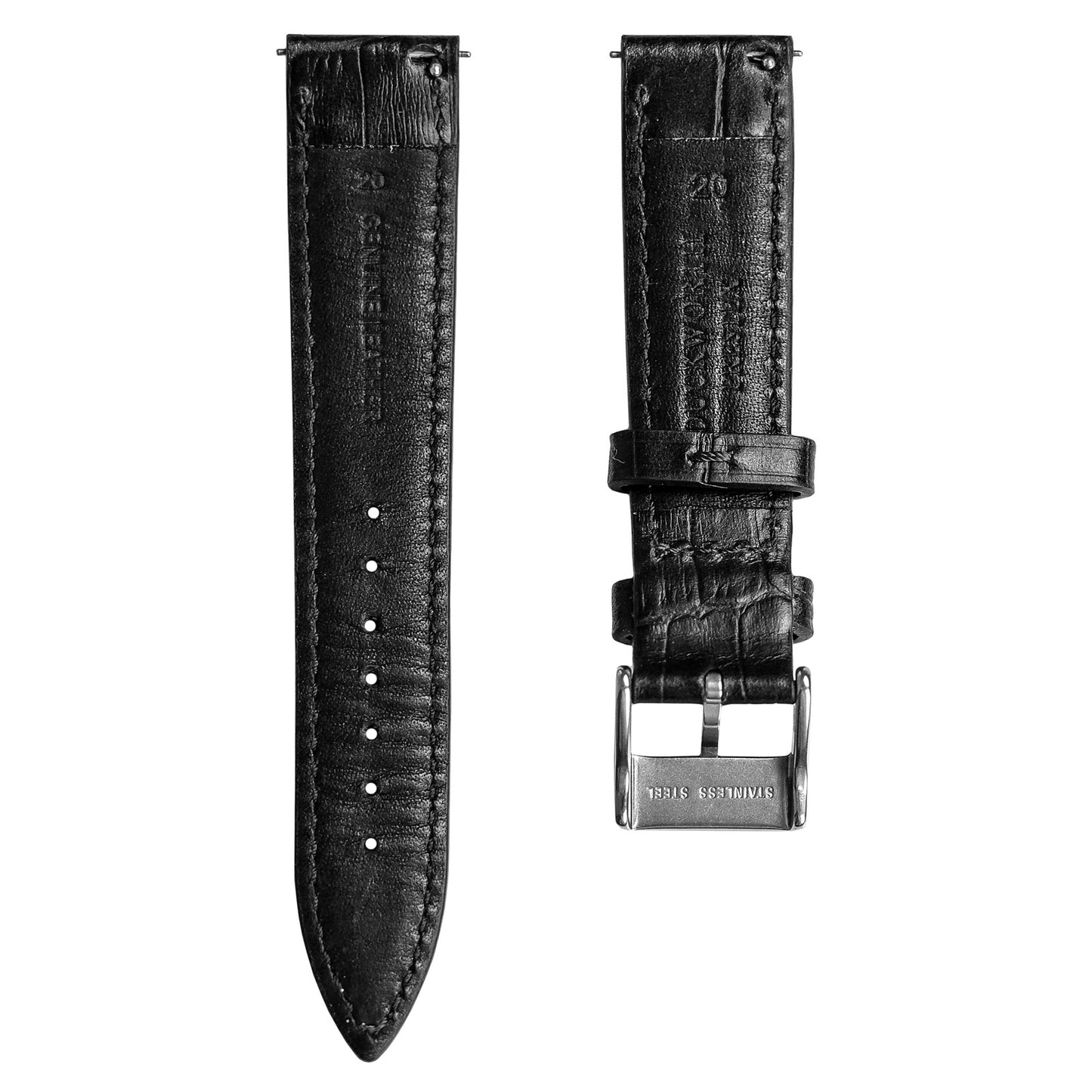 
                  
                    Black Alligator-Print Horween Genuine Leather Flat Strap
                  
                