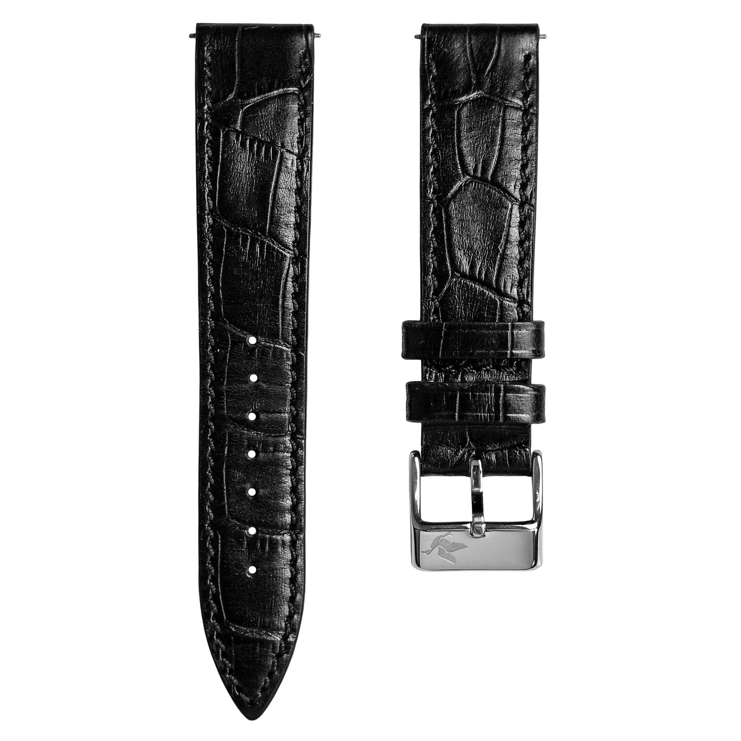 
                  
                    Black Alligator-Print Horween Genuine Leather Flat Strap
                  
                