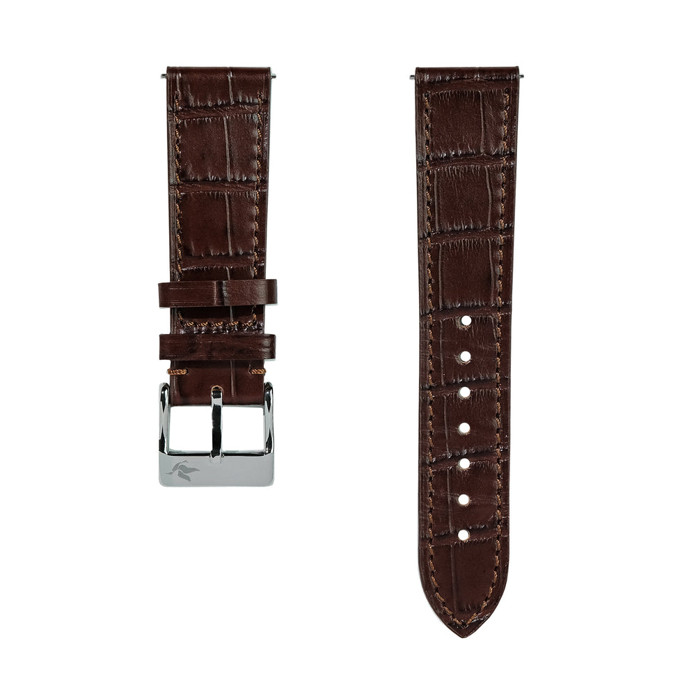 Brown Croco-Print Horween Genuine Leather Strap