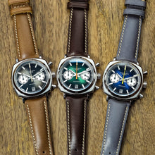 Load image into Gallery viewer, Chronograph 42 black sunburst tan leather

