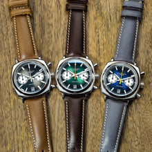 Load image into Gallery viewer, Chronograph 42 blue sunburst grey leather
