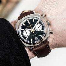 Load image into Gallery viewer, Chronograph 42 black sunburst tan leather
