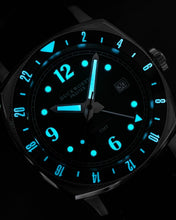 Load image into Gallery viewer, Rivington GMT watch black dial on black rubber
