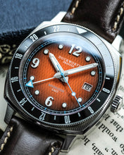 Load image into Gallery viewer, Rivington GMT watch orange dial on steel bracelet
