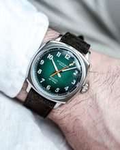 Load image into Gallery viewer, Verimatic 39mm green fumé brown suede
