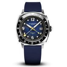 Load image into Gallery viewer, Rivington GMT watch blue dial on blue rubber
