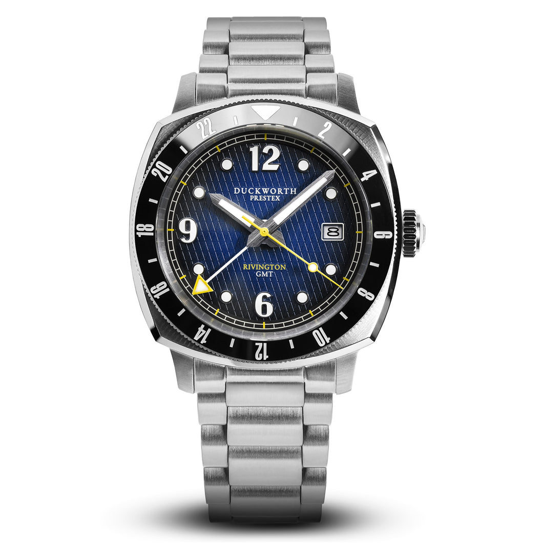 Rivington GMT watch blue dial on steel bracelet
