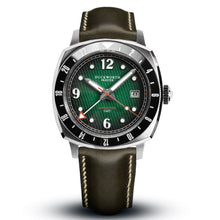 Load image into Gallery viewer, Rivington GMT watch green dial on green leather

