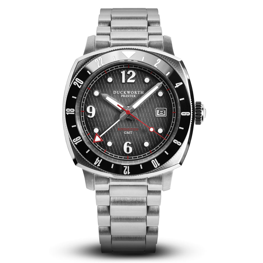 Rivington GMT watch black dial on steel bracelet