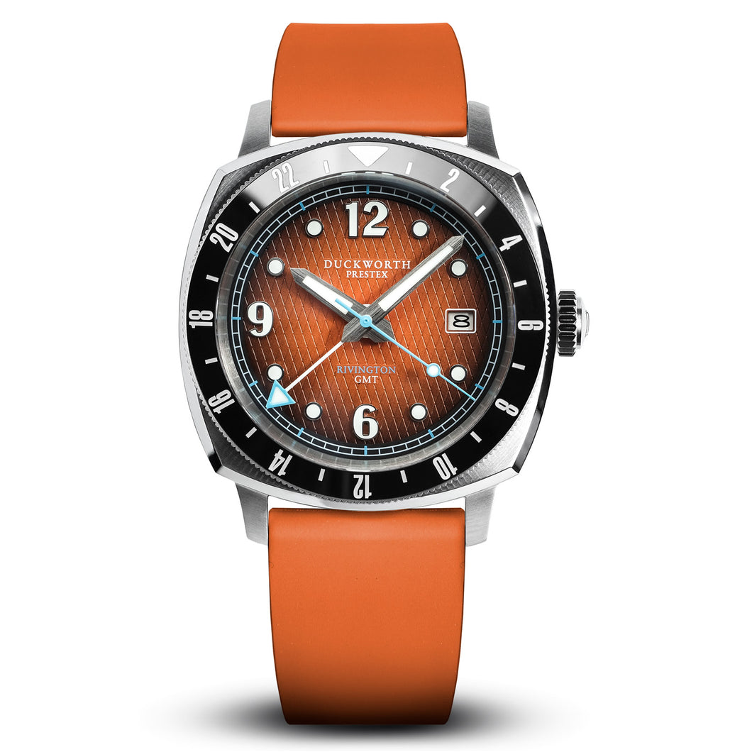 Rivington GMT watch orange dial orange rubber