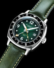 Load image into Gallery viewer, Rivington GMT watch green dial on green leather
