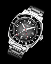 Load image into Gallery viewer, Rivington GMT watch black dial on black rubber

