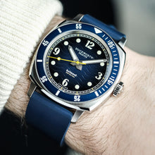 Load image into Gallery viewer, Belmont dive watch blue dial on blue rubber
