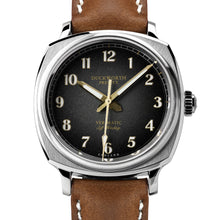Load image into Gallery viewer, Verimatic 39mm black fumé brown leather strap
