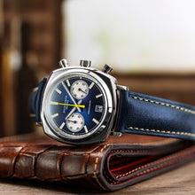 Load image into Gallery viewer, Chronograph 42 blue sunburst blue leather
