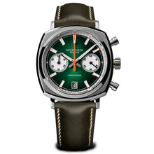 Load image into Gallery viewer, Chronograph 42 green sunburst green leather
