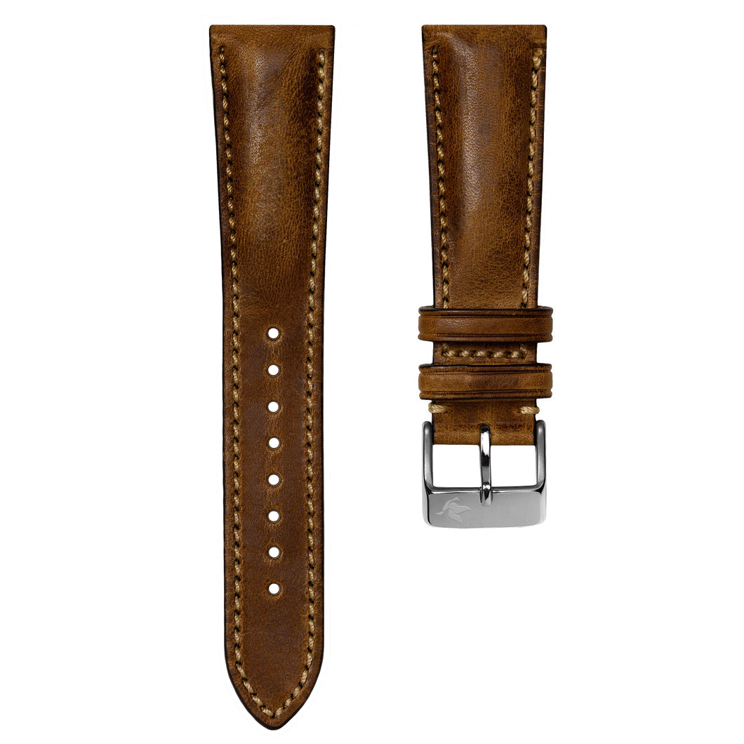 Light Brown Horween Genuine Leather Padded Strap