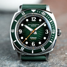 Load image into Gallery viewer, Belmont dive watch green dial on green rubber
