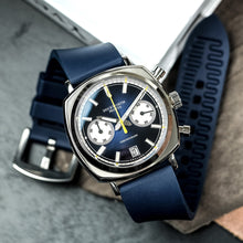 Load image into Gallery viewer, Chronograph 42 blue sunburst blue rubber
