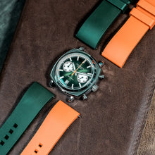 Load image into Gallery viewer, Chronograph 42 green sunburst  rubber strap
