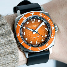 Load image into Gallery viewer, Belmont dive watch orange dial on black rubber
