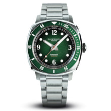 Load image into Gallery viewer, Belmont dive watch green dial on steel bracelet
