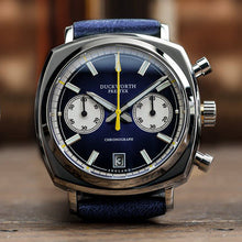 Load image into Gallery viewer, Chronograph 42 blue sunburst blue leather

