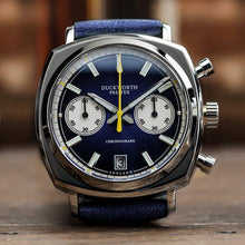 Load image into Gallery viewer, Chronograph 42 blue sunburst grey leather
